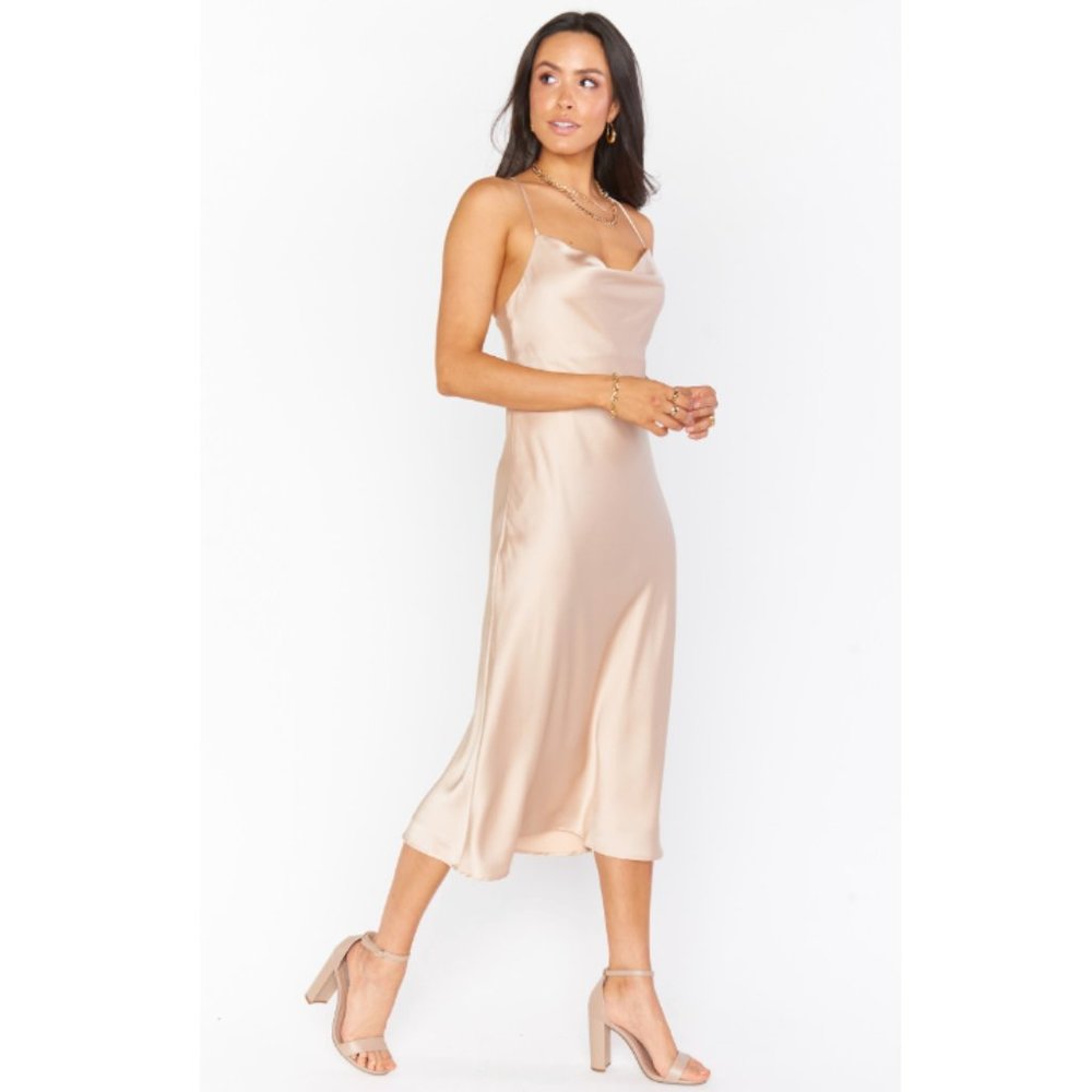 Verona Cowl Dress - Champagne Luxe Satin